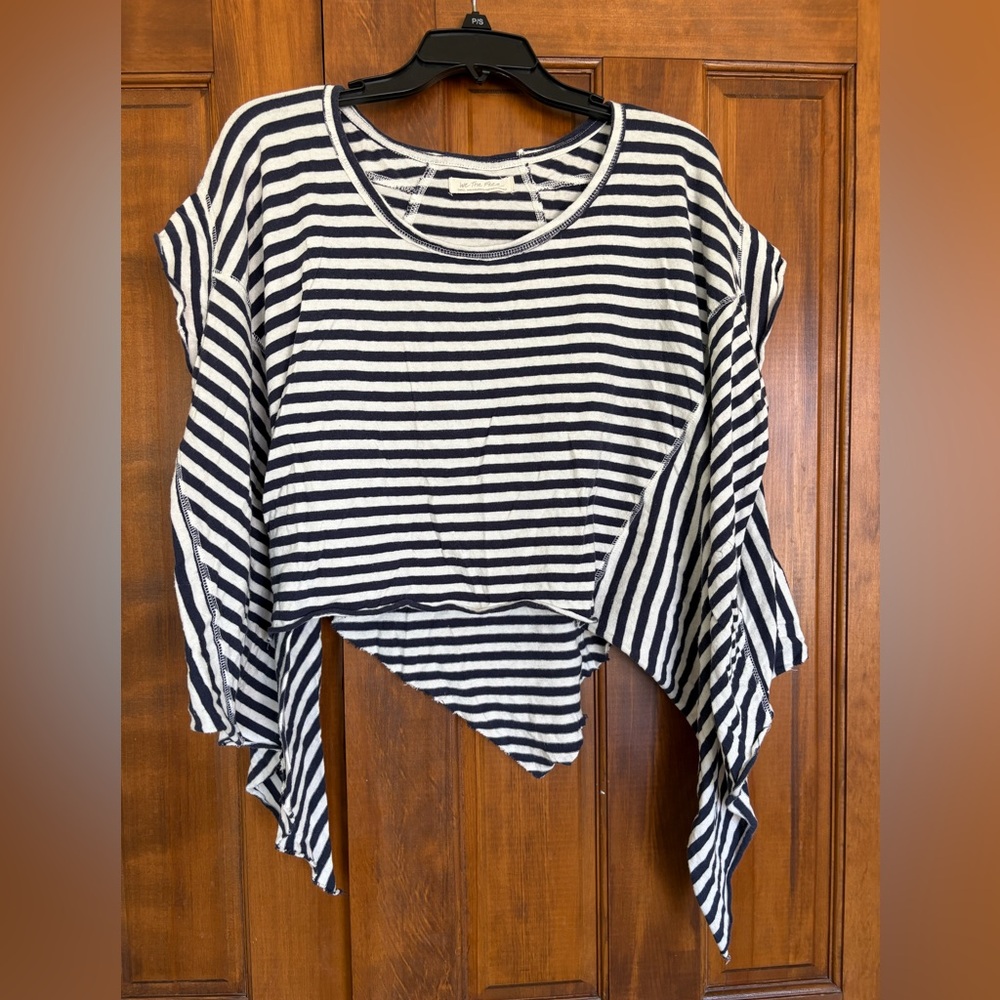 Free People Striped Black and White Shark Bite Top